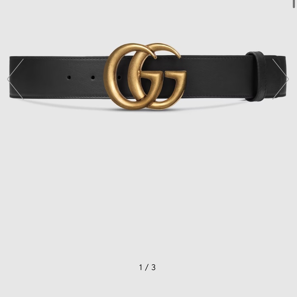 Gucci Black Belt with Gold GG Buckle
